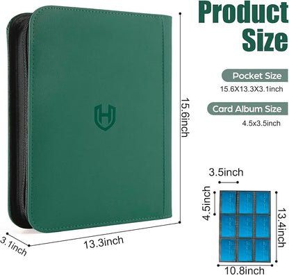 Card Binder 9 Pocket with Zipper, 648 Pockets Trading Card Holder Book, Premium PU Cover Zip Folder Binder, Side Loading Carrying Case Binder Album for TCG, MTG, Sports Cards, Game Cards