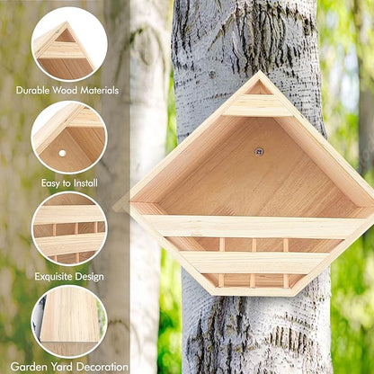 Mourning Dove Nesting Box Cedar Wooden Birdhouses Shelter Triangular Opening Pigeon Roosting Platform for Outdoors Garden Yard Decor