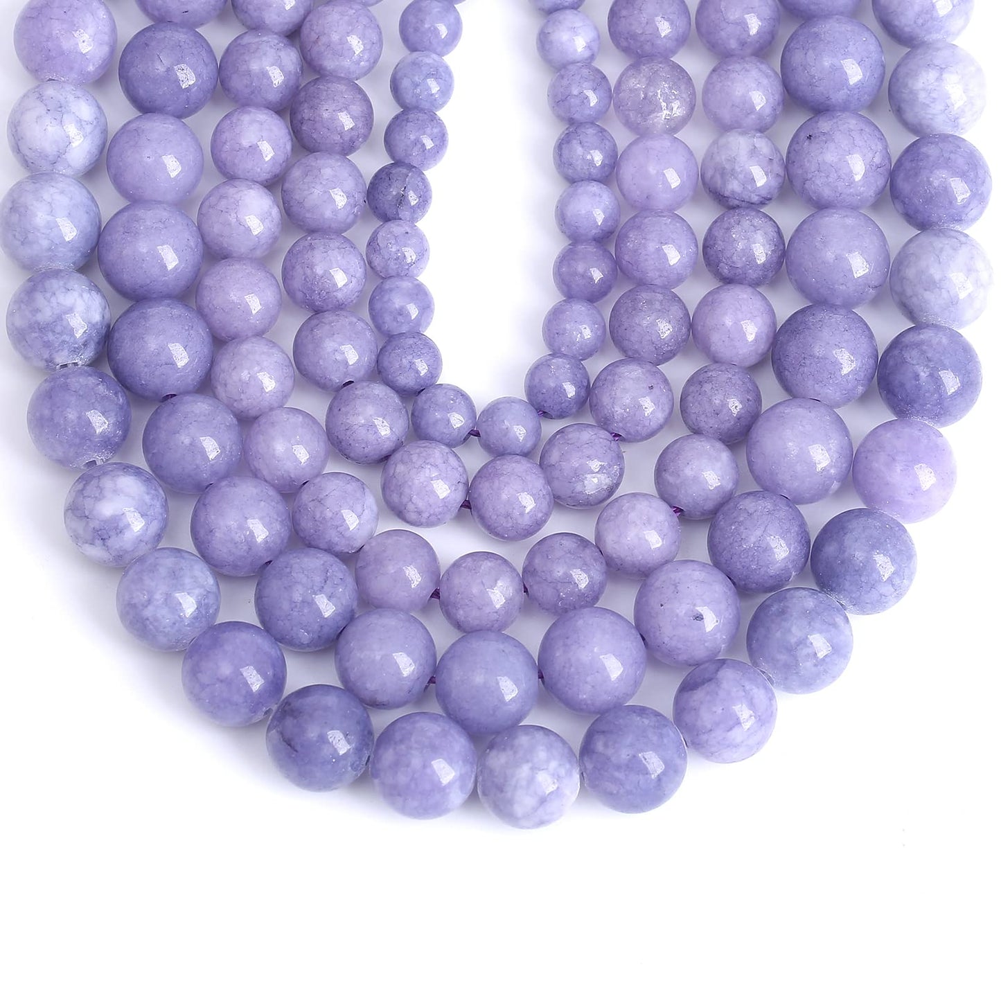Lavender Purple Chalcedony Natural Stone Beads Gems Round Loose Beads Jewelry Making DIY Bracelet Necklace Accessory 1 Strand 32PCS 12MM 15"