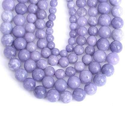 Lavender Purple Chalcedony Natural Stone Beads Gems Round Loose Beads Jewelry Making DIY Bracelet Necklace Accessory 1 Strand 32PCS 12MM 15"