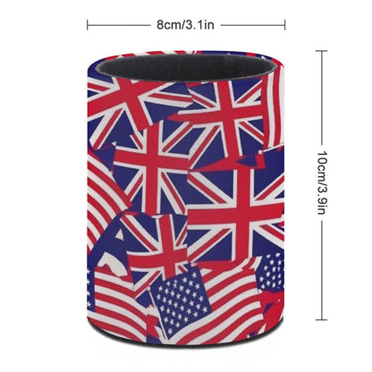 UTRSIFB Pen Holder Leather Pencil, Holder Cup Makeup Brush Storage Organizer, Waterproof Multifunctional Office Supplies British American Flag