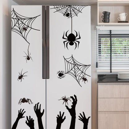 JarThenaAMCS 22 Pcs Halloween Garage Magnets Decoration Black Spider Web Hand Garage Door Decals Magnetic Refrigerator Stickers for Halloween Holiday Party Home Car