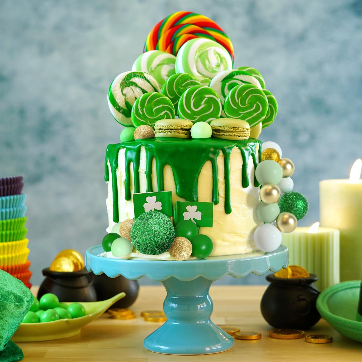 100 Pcs Green and Pink Ball Cake Topper Decorations for Witch Theme Party Birthday Party Cake Decorations