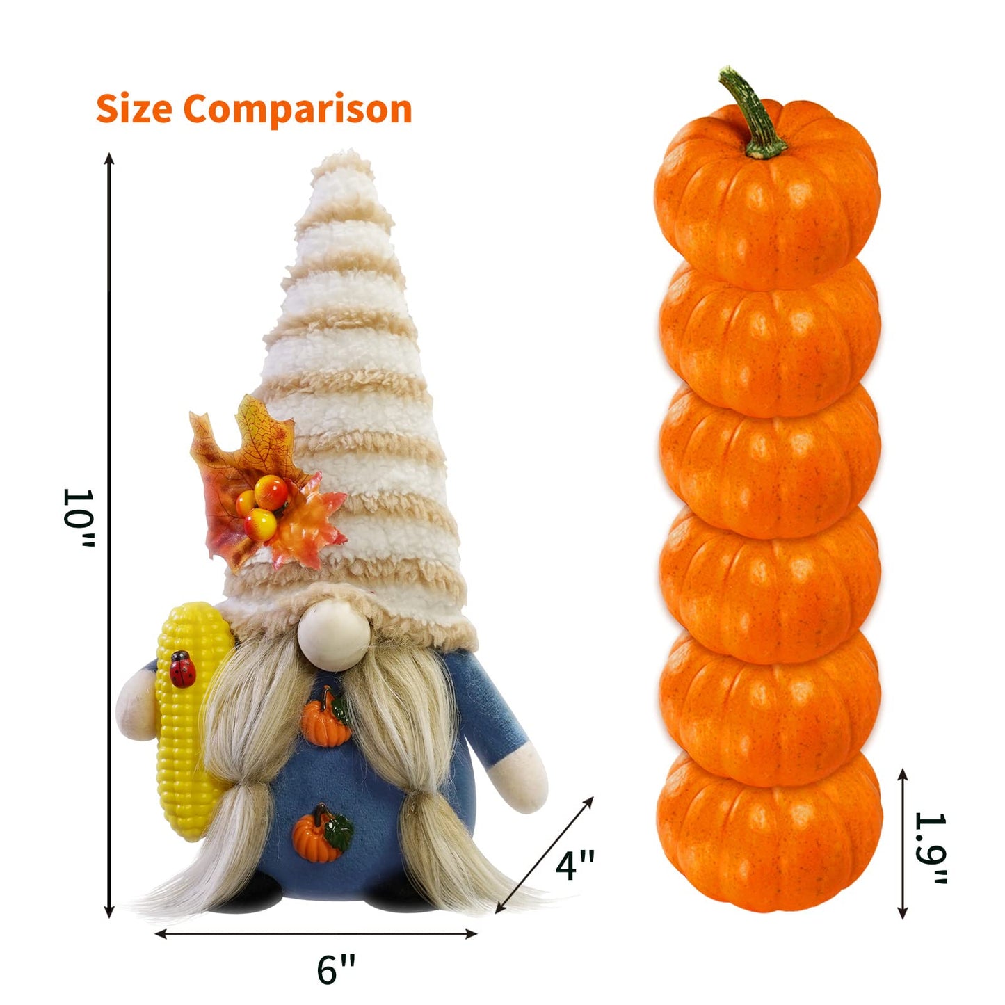 CRCZK Thanksgiving Gnome Decorations for Home, 2Pack Handmade Thanksgiving Gnome Plush Decor Swedish Gnomes Ornaments with Pumpkin Corn Maple Leaves Fall Gifts Autumn Holiday Home Kitchen Decorations
