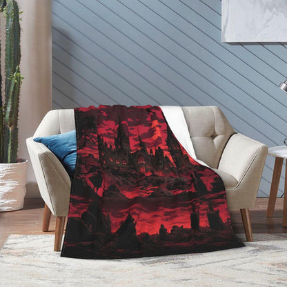 Gothic Blanket for Women Men, Super Soft Funny Cool Red Castle Halloween Gothic Bat Throw Blanket Gifts for Kids Adults, Warm Cozy Fuzzy Plush Fleece Flannel Goth Blankets 50"x40" for Couch Bedding