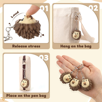 Gerrii 24 Sets 3D Hedgehog Fidget Keychains with Inspirational Cards Bulk 3D Hedgehog Press Stress Relief Sensory Keychain Gifts Employee Appreciation Positive Gifts for Coworkers Teacher