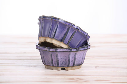Willow Bonsai Ceramics Flower Design Bonsai Pot 4.5 Inch – Elegant Ceramic Bonsai & Succulent Pot, High‑Fired Frost‑Proof Stoneware with Drainage+Wiring Holes, Handmade USA (Purple, 4.5inch)