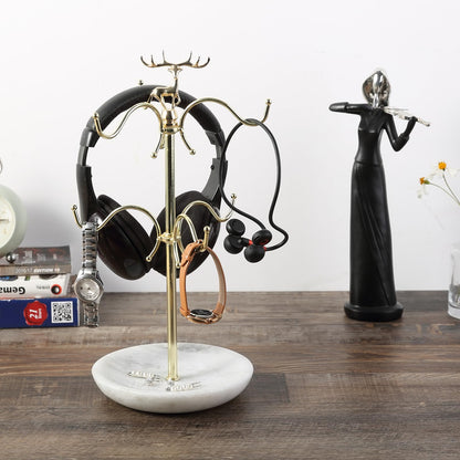 BCS Mug Holder with Marble Base - 6 Hooks Mug Rack Coffee Cup Storage Tree Jewelry Display Stand Holder for Countertop