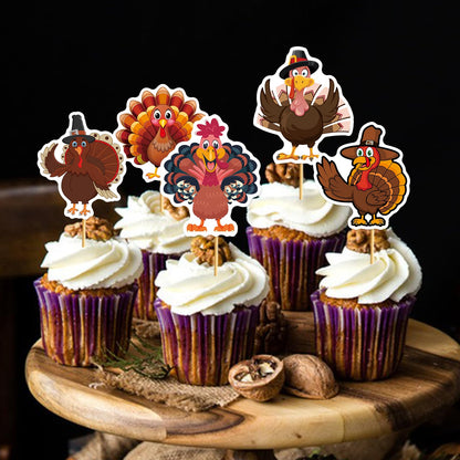 36Pcs Thanksgiving Cupcake Toppers Turkey Friendsgiving Cupcake Toppers for Friendsgiving Party Decorations Thanksgiving Party Decorations
