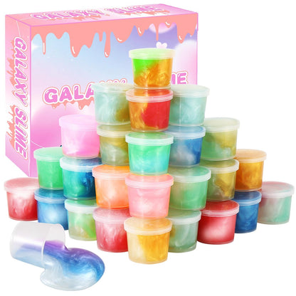 Galaxy Slime Party Favors 30 Pack, Stretchy, Non-Sticky, Non-Mess Party Favors Fidget Toy for Girls and Boys Christmas Stocking Stuffers - Valentine Kids Slime, Classroom Reward
