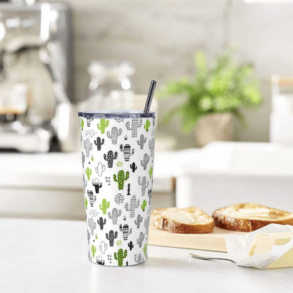 JASROTAO Cute Cacti Tumbler with Straw, Green Cactus 20oz Stainless Steel Vacuum Insulated Coffee Cup Travel Mug, Leakproof Lid, Souvenir for Women Men (Halloween, Birthday, Christmas)