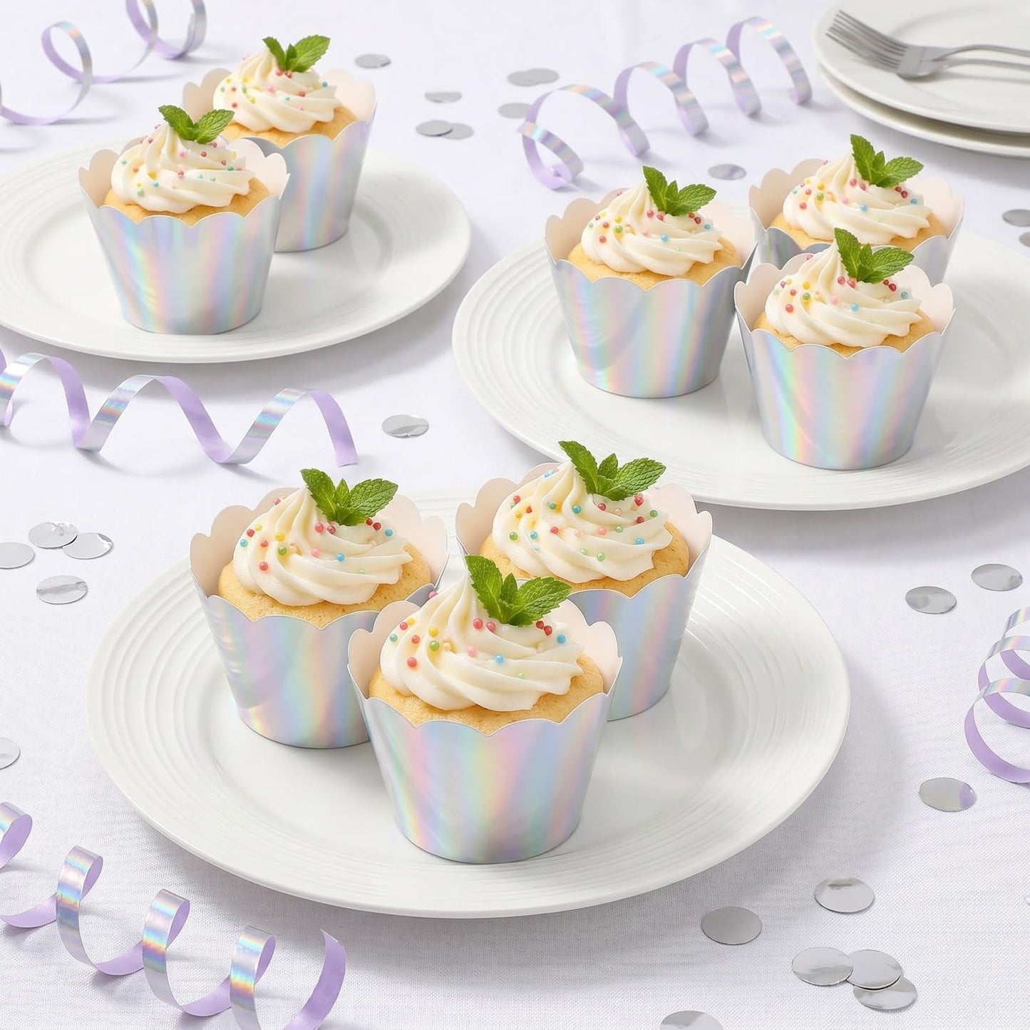 48Pcs Rainbow Cupcake Liners Cupcake Wrappers Holders Muffin Liners Baking Cups Papers Baking Cups for Wedding Birthday Party Decoration