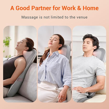 Mynt Shiatsu Neck and Back Massager with Heat, 3D Kneading Full Back Massager for Pain Relief Deep Tissue, Foldable Adjustable Chair Massager for Home Office, Christmas Gift for Dad Mom, Gray