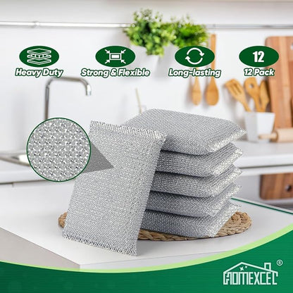 HOMEXCEL All-Purpose Sponge Pads 12PK, Non-Scratch Dish Sponges Safe for Non-Stick Cookware, Pots & Pans, Ideal Cleaning Dish Scrubber Pads for Kitchen, Bathroom and Household