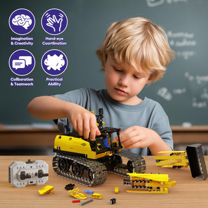 LECPOP 5 in 1 Building Toys STEM Robotics Kit, 430 PCS Blocks RC Robot Erector Sets, APP & Remote Control Excavator Science Kits for Kids Age 6 7 8 9 10 11 12-14, DIY Educational Gift for Boys & Girls