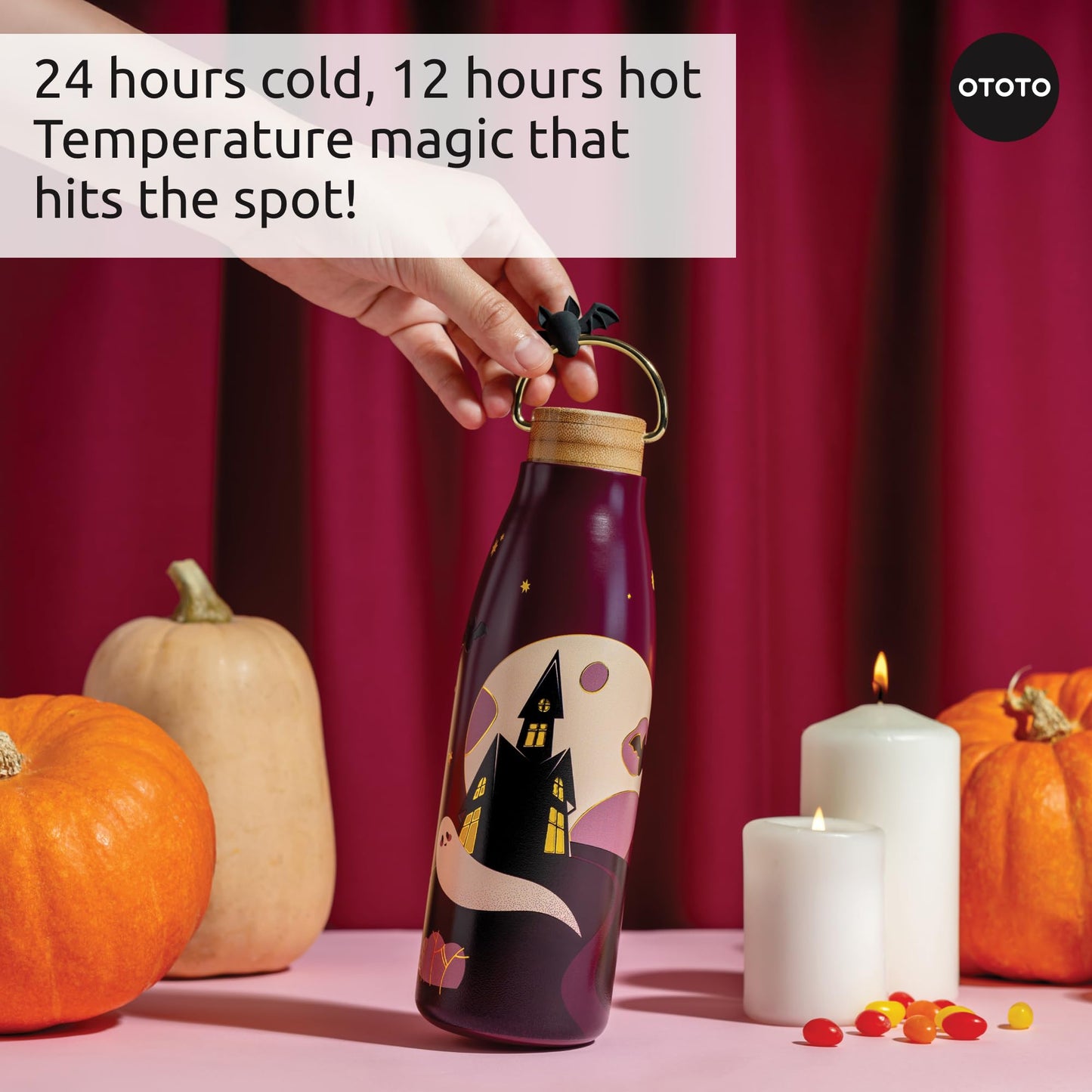 OTOTO Spooky Bootle - Halloween, Halloween Tumbler, Accessories, Insulated Water Bottle, Stainless Steel, Cute Water Bottle, Leak Proof Water Bottles, Spooky, Witchy, Goth Gifts, 18oz.