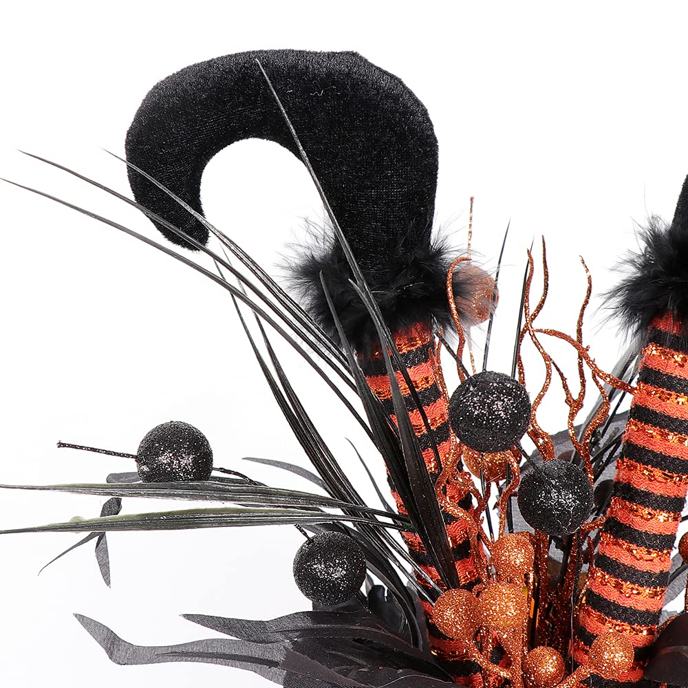 S-DEAL Halloween Decorations Table Artificial Flowers, Witch Boot and Fake Rose Tabletop Centerpieces Halloween House Haunted Decor 13x17 Inches