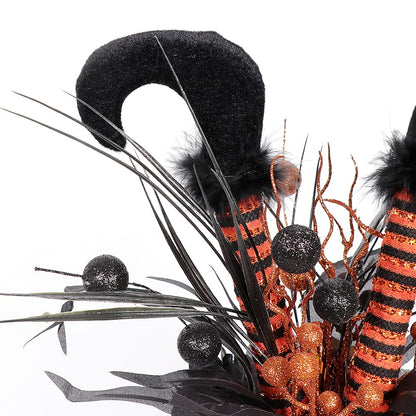 S-DEAL Halloween Decorations Table Artificial Flowers, Witch Boot and Fake Rose Tabletop Centerpieces Halloween House Haunted Decor 13x17 Inches