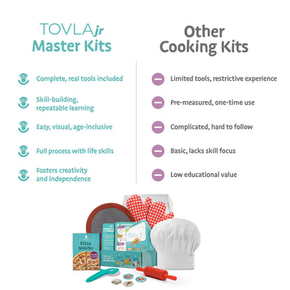 Tovla Jr. Ultimate Real Pizza Cooking Kit for Kids – Fun DIY Baking Set, STEM Activity for Ages 4+, Visual Learning Pizza Tools, Great Gift for Young Chefs