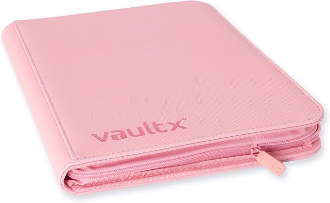 Vault X 4 Pocket Zip Binder, 160 Cards, Exo-Tec Material, 20 Side-Loading Pages (Pink)