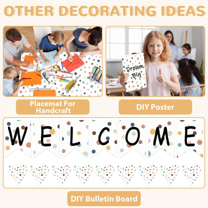 Qyeahkj Boho Dot Bulletin Board Paper Roll Boho Polka Dot Bulletin Board Background Paper Fade Resistant Classroom Decoration Poster Art Craft Home Wall Education Decor Supplies 17.7in x 20ft