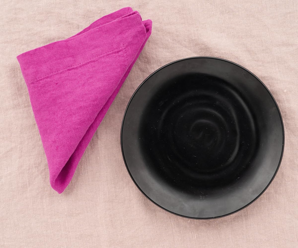 Linen Cocktail Napkins 12 x 12, 100% Pure Linen Napkins, Set of 4, Pink Table Napkins, Farmhouse Orchid Cloth Napkins, Weddings, Pink Napkin and Everyday Use, Halloween, Thanksgiving