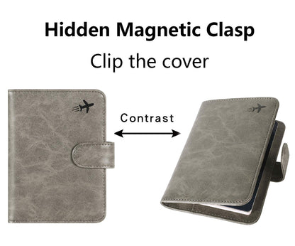 Passport Holder Cover Wallet RFID Blocking Leather Card Case Travel Accessories for Women Men (#Grey)