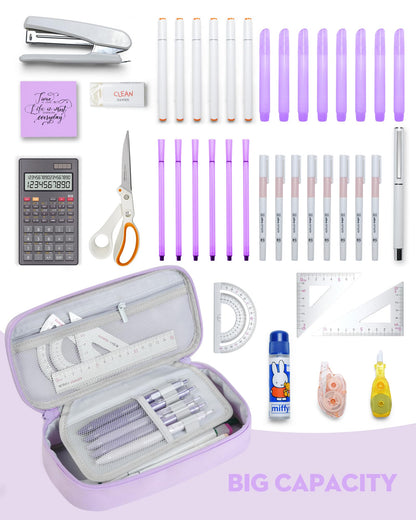 YOKUMA Cute Pencil Case for Girls, Large Pencil Pouch, Zipper Pencil Box, Aesthetic Pen Bag School Supplies for Student Teen College Adults, Lilac