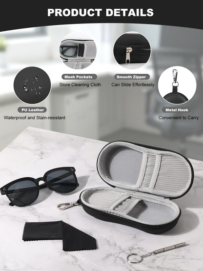 CORVIDA Double Glasses Case Hard EVA Shell Dual Eyeglasses Case Travel Sunglasses Organizer Includes Microfiber Cloth & Mini Screwdriver (Black)