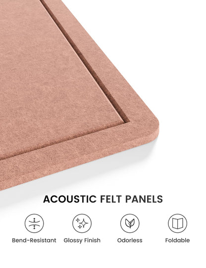 Fluxynara Bulletin Board,35.4" x 23.6" Cork Board Alternative with 12 Safe Removable Adhesive Tabs, Foldable Felt Pin Board for Home Office, Classroom, Bedroom,Entryway for Walls—Terracotta
