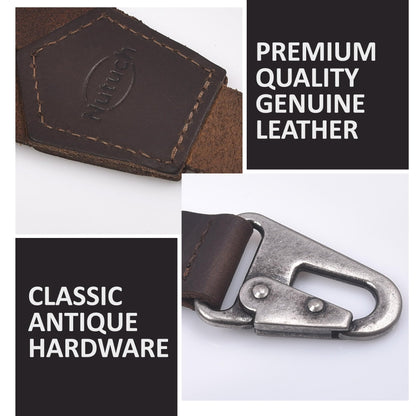 NUTUCH Grain Leather Suspender for Men | Y Design Suspenders | Leather Braces Western | Heavy Duty adjustable Dress Suspender | Men Suspenders for Jeans Dress Pants(Dark Brown Vintage)
