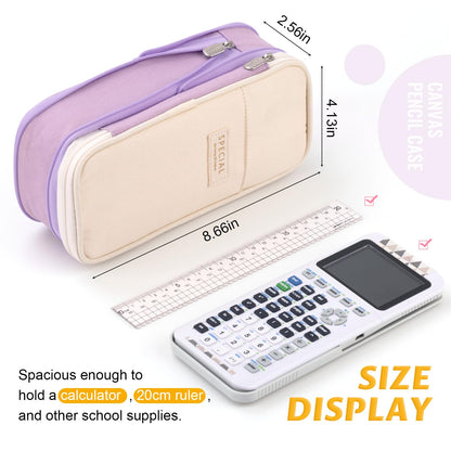 EASTHILL Big Capacity Pencil Pen Case Office College School Large Storage High Capacity Bag Pouch Holder Box Organizer Blue (Purple)