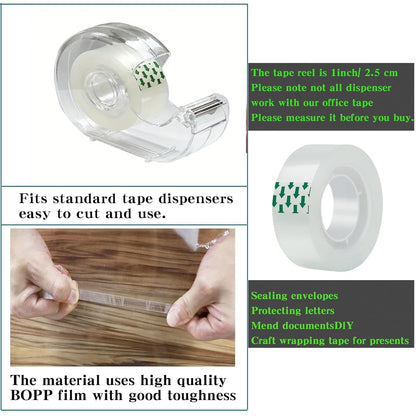 Transparent Tape 16 Rolls Clear Tape Tape Bulk for Office Supplies and School Supplies, Glossy Finish,3/4 in x 720 in 16 Dispensered Rolls