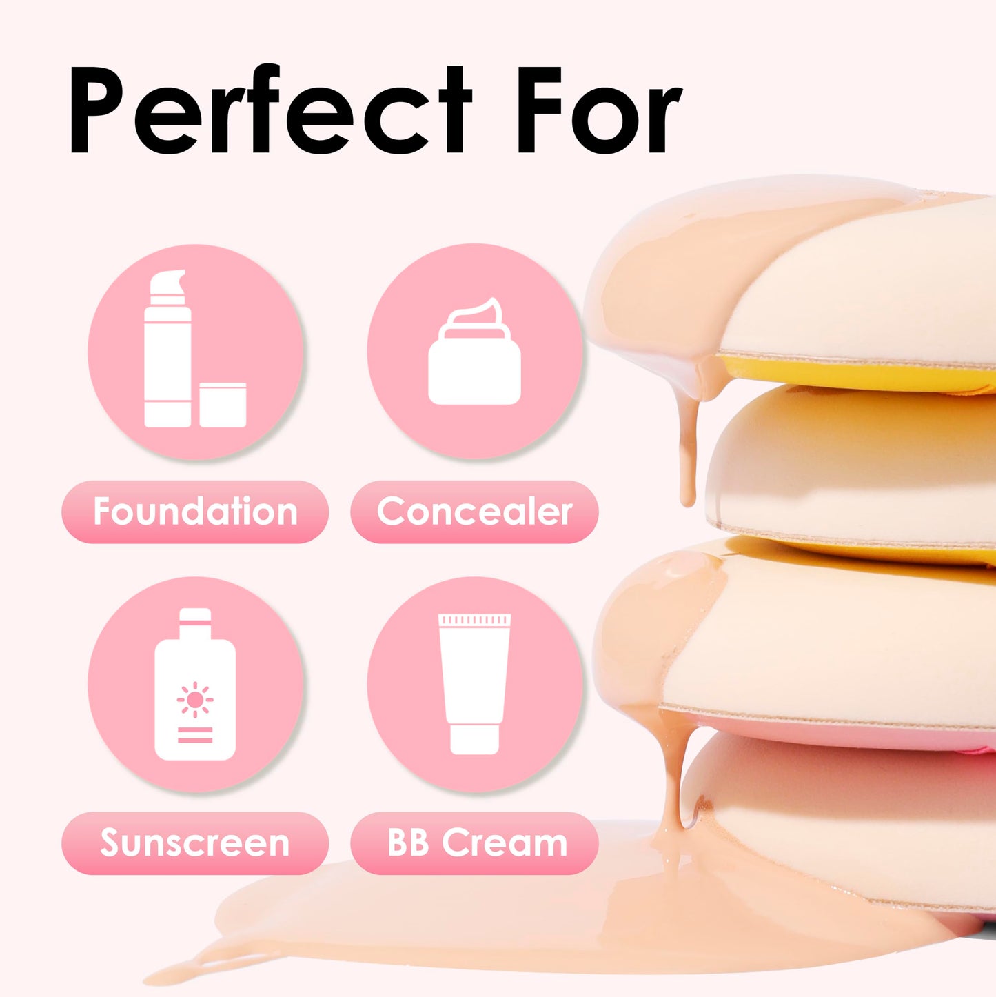 5Pcs Makeup Sponge For Foundation Concealer And Powder, Latex Free Blender Sponge For Natural And Easy Makeup Soft Long-lasting And Beginner-friendly, Green, Medium