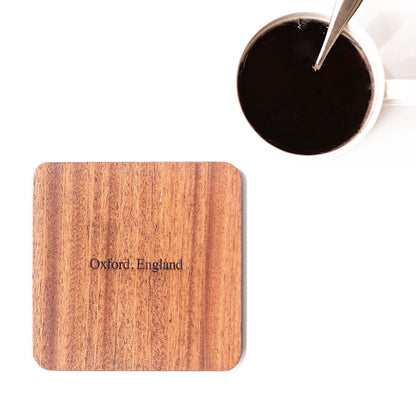 Oxford, England Map Coaster by O3 Design Studio, Set of 4, Sapele Wooden Coaster with city map, Multiple city optional, Handmade