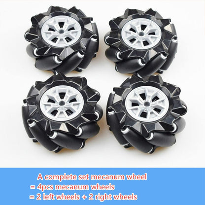 Mecanum Wheel 4wd Metal Robot Car Chassis Control Learning Kit for Arduino Raspberry Pie Microbit with DC Encoder Motor, DIY Steam AGV ROS AI Move Education Platform Robotic Functional Model Silver