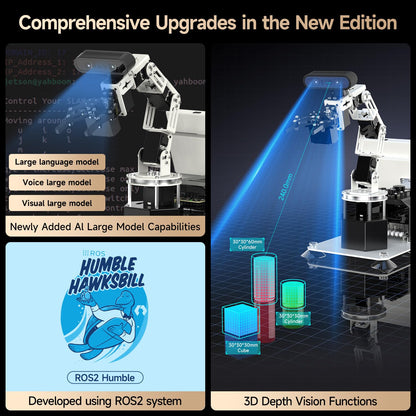 Yahboom Jetson Nano 4GB Robotic Arm 3D Recognition Depth Camera AI Visual Recognition ROS Robot with 10.1-inch Display Supports Large AI Model