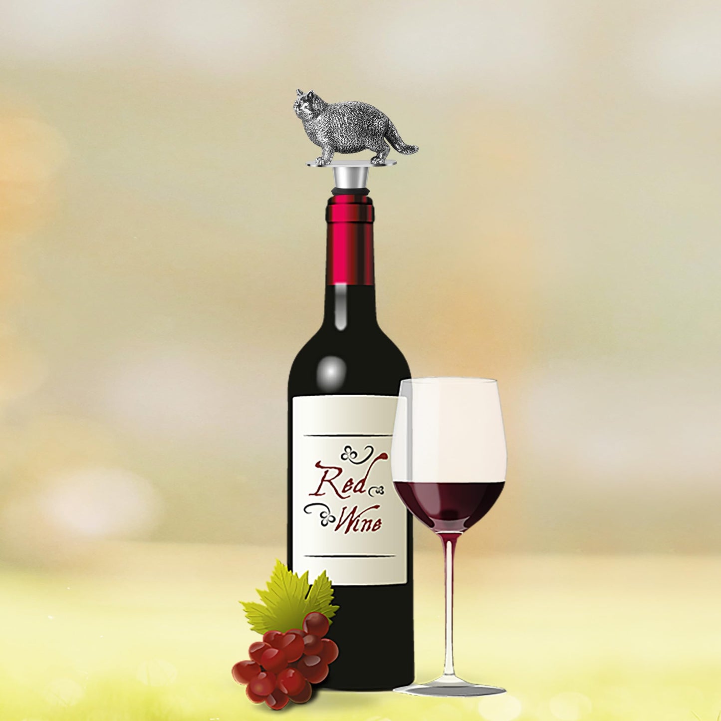 Cat Wine Bottle Stopper, Cat Gifts for Cat Lovers, Birthday Christmas Gifts for Women Men, Cat Lovers with Gift Box