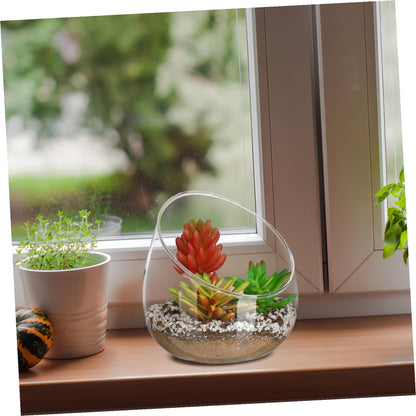 Yardwe Glass Terrarium Bottle 4.72In Thickened Succulent Decor with Slant Cut Design for Indoor Outdoor Home Ecological Ornament and Micro Landscape Display