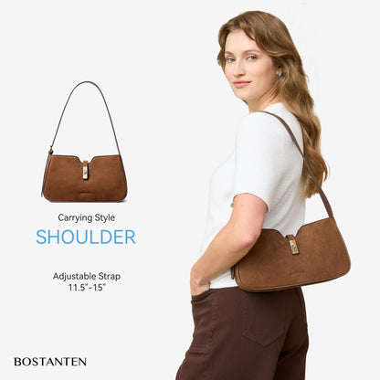 BOSTANTEN Shoulder Bag for Women, Casual Shoulder Purse Vegan Leather Chic Hobo Handbag with Adjustable Strap for Work Travel
