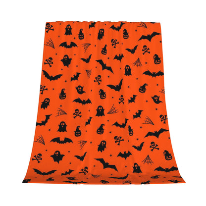 Halloween Throw Blanket Ultra Soft Skull Ghost Bat Flannel Blanket, Cozy Warm Lightweight Gift for Adults Kids, Machine Washable Couch Bed Blankets 60x50in