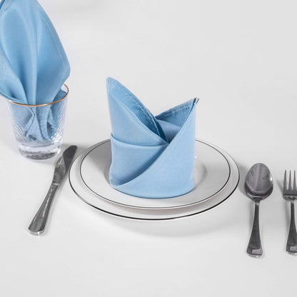 Cloth Napkins 20x20 inch Washable Polyester Dinner Napkins Soft Table Napkins for Wedding Party Dining Banquet(Blue Mist,25PCS)