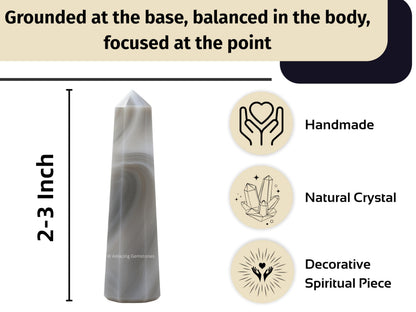 Amazing Gemstone Agate Crystal Towers ~ Natural Healing Crystal Point Obelisk for Reiki Healing and Crystal Grid (2" to 3" INCH)