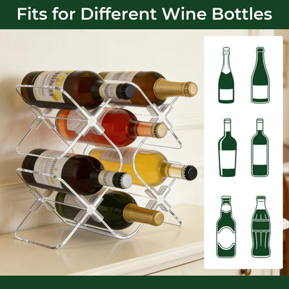 EVERBBKING Acrylic 6 Bottle Countertop Wine Rack, Clear Freestanding Tabletop Wine Holder, Modern Space-Saving Wine Storage Organizer for Kitchen Bar Pantry