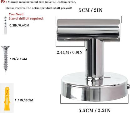 Towel Hooks for Bathroom 2 Packs Screw- in Chrome Finish Wall Mount Towel Holder Towel Rack, Heavy Duty Robe Coat Loofah Hooks for Shower, Kitchen,Hotel, Pool Tile, Brick Modern Style Decor Wall Hooks