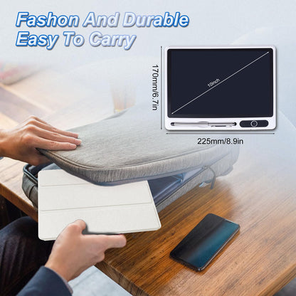 10 inch LCD Writing Tablet Electronic Handwriting Pad Doodle Board with Leather Protective Case for Adults at Home Office Bussiness (OffWhite)