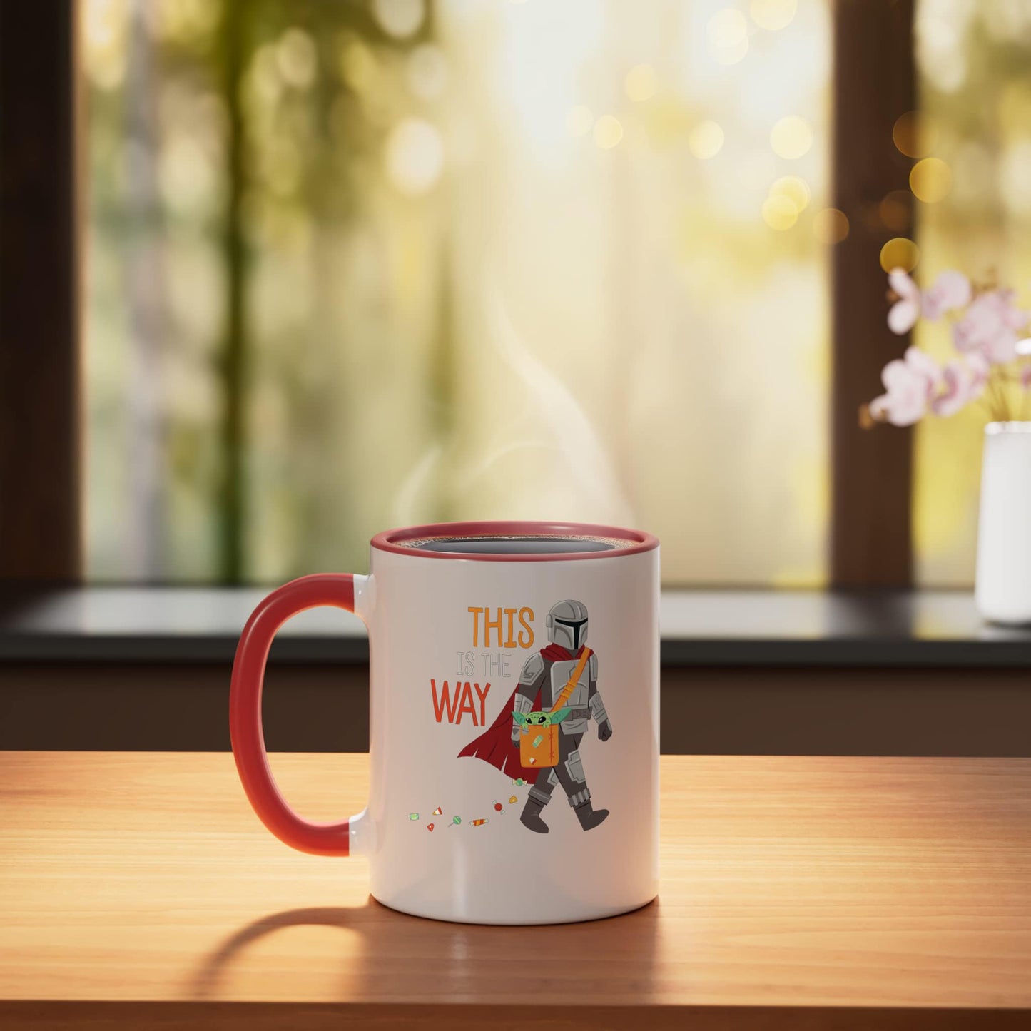 Star Wars The Mandalorian Grogu This is The Way Halloween Ceramic Mug, Red/White