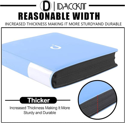 D DACCKIT Card Binder 16 Pocket - Fits 1024 Cards，4X4 Ringless Card Album with Sleeves for Trading Cards & Sports Cards（Model A，Sky Blue）