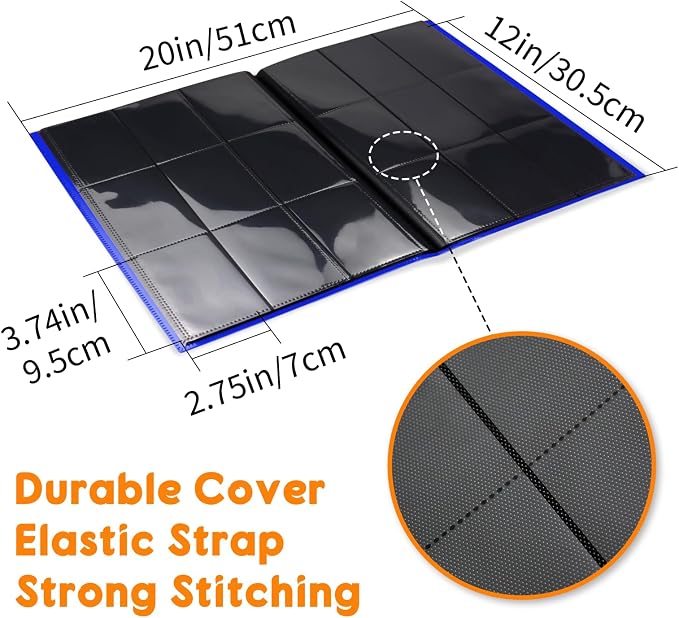 Trading Card Binder 9 Pocket, 360 Card Waterproof Folder with Side Loading Sleeves, Sturdy Card Collection Album for MTG, TCG, Game Cards & Sports Cards (1, Dark Blue)