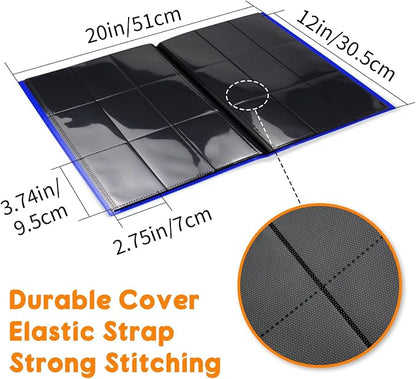 Trading Card Binder 9 Pocket, 360 Card Waterproof Folder with Side Loading Sleeves, Sturdy Card Collection Album for MTG, TCG, Game Cards & Sports Cards (1, Dark Blue)